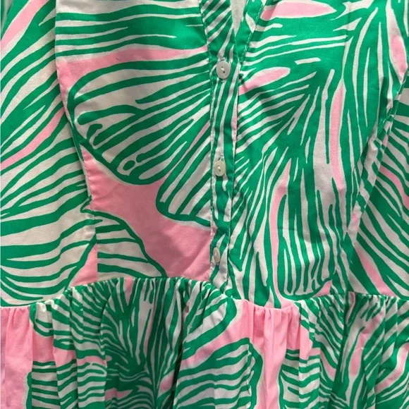 LILLY PULITZER TRISHA STRETCH SHIRTDRESS SIZE 8 WHO LET THE FRONDS OUT EXCELLENT - Picture 4 of 14